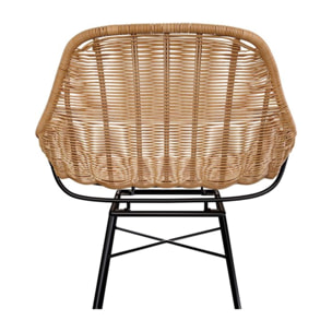 Lot de 2 chaises pour îlot central 65 cm en résine tressée naturelle - Carmela