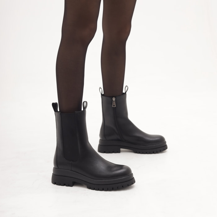 STIVALETTO ELASTICO E ZIP NERO