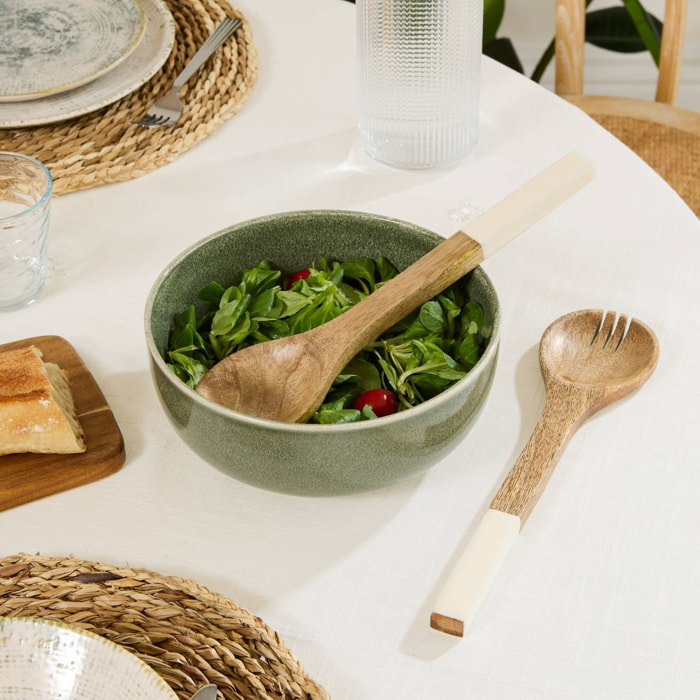 Couverts à salade Inaya blanc et manguier