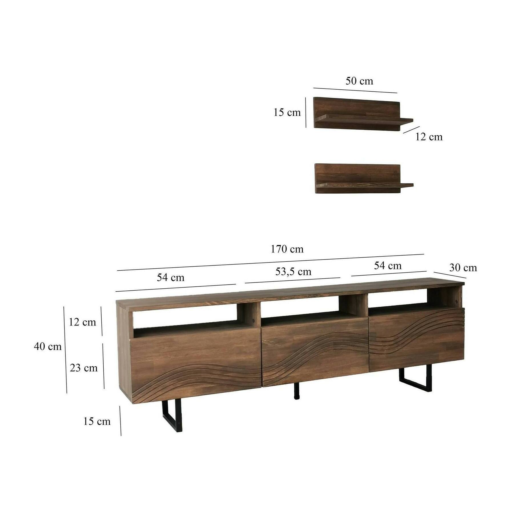 Mobile porta TV Dpigin, Credenza da soggiorno, Armadio basso per TV, Base parete attrezzata, 170x30h40 cm, Noce