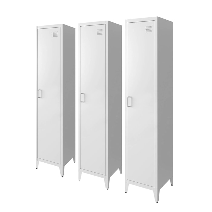 Armoire chambre en acier blanche. 4 espaces de rangement. casier. L 180 x l 38 x H 38cm