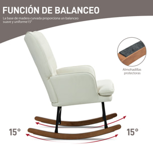 Silla Mecedora con Reposapiés Mecedora para Lactancia con Cojín Acolchado y Reposabrazos Carga 130 kg Mecedora para Salón Dormitorio Crema