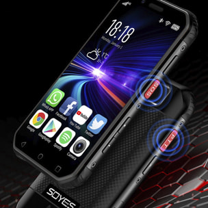 DAM Smartphone robusto SMINI S10 4G, Android 6.0, 3 GB RAM + 64 GB. schermo da 3''. IP68 3 LIVELLO DI PROVA (Anticaduta, Polvere, Acqua) Doppia SIM. 5,2x1,6x9,8 cm. Colore nero