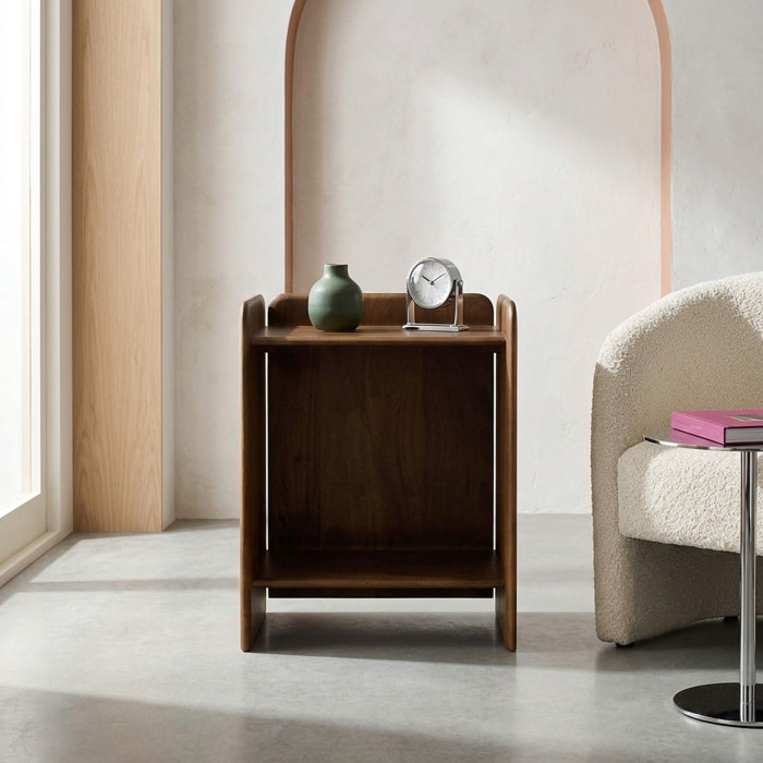 Table de chevet exotique bois d'acacia 2 niveaux TARA