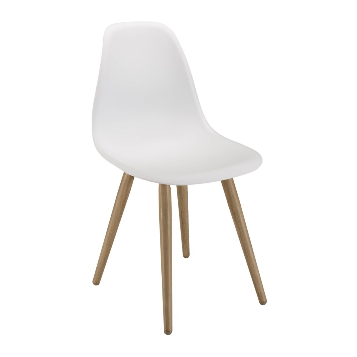 MALO - Lot de 2 chaises blanches pieds couleur naturelle