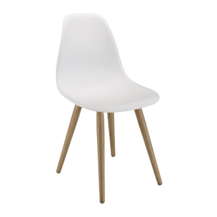 MALO - Lot de 2 chaises blanches pieds couleur naturelle