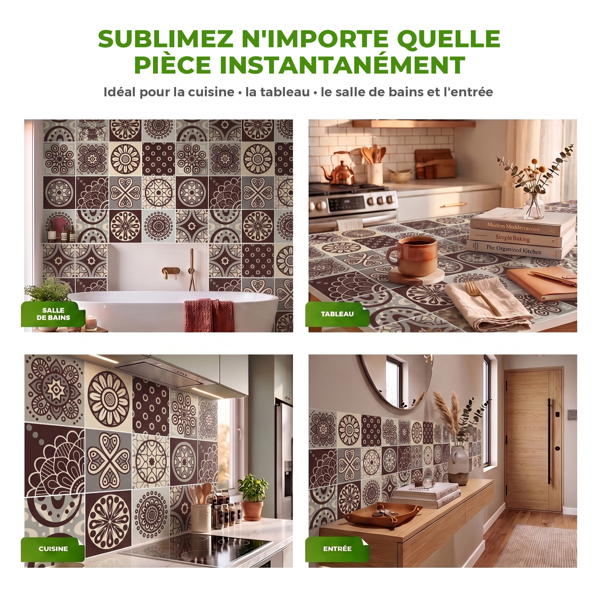 Stickers muraux - Sticker Mural Carrelage adhésif Cuisine Salle de Bain - 12 STICKERS CARRELAGES AZULEJOS PISCO