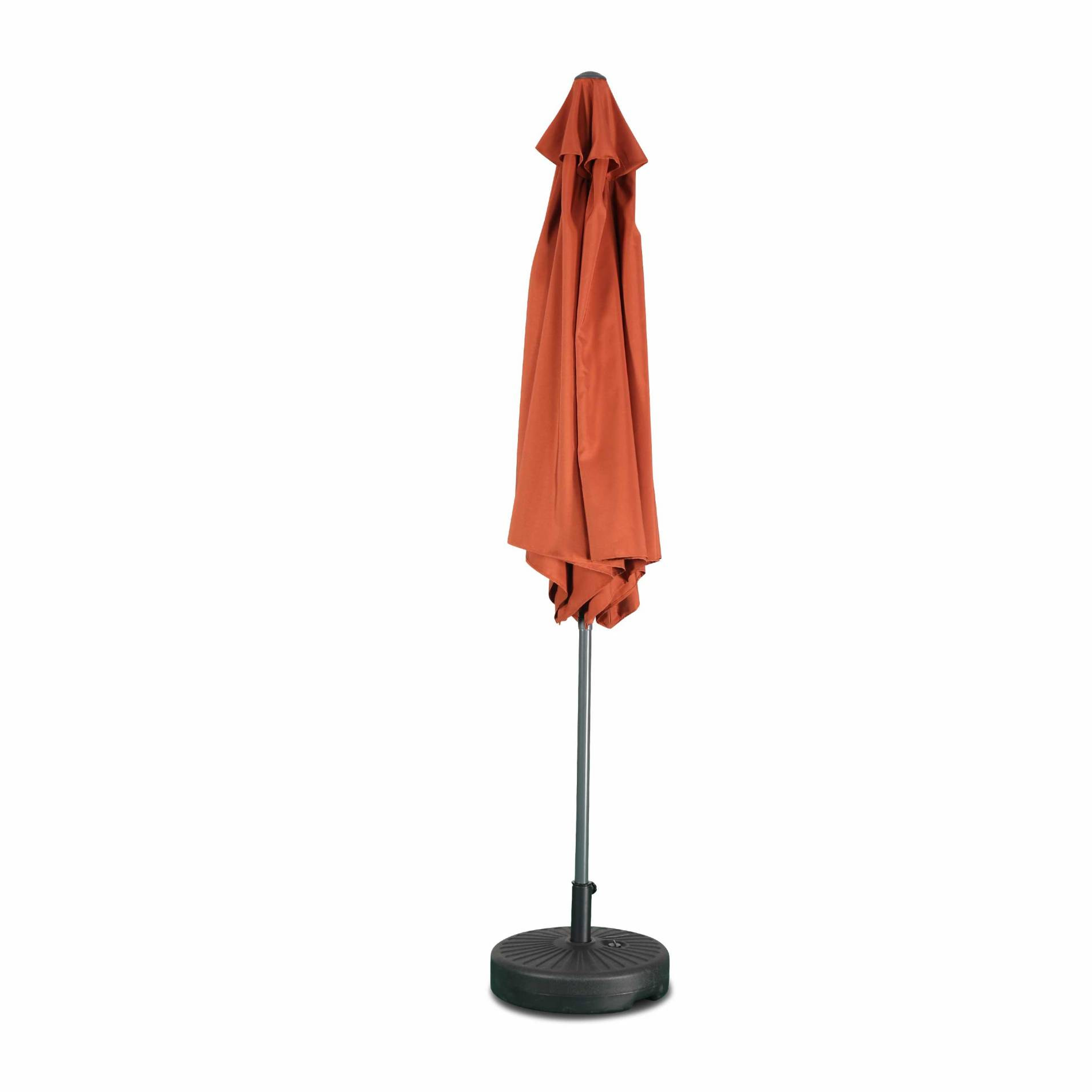 Parasol droit rond Ø300cm - Touquet Terracotta - mât central en aluminium orientable et manivelle d'ouverture