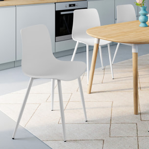 Chaises Nala blanches et pieds métal - lot de 6