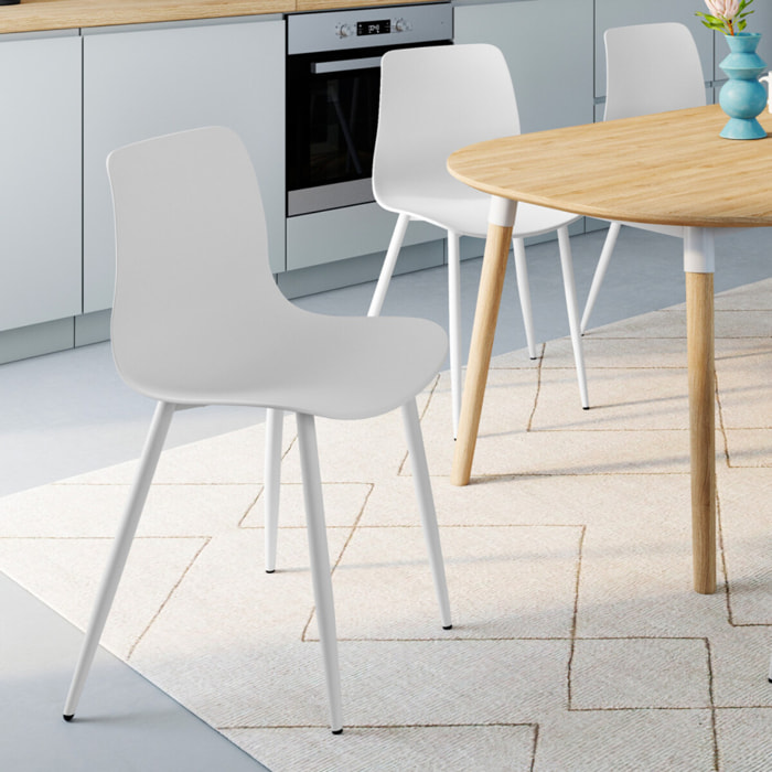 Chaises Nala blanches et pieds métal - lot de 6