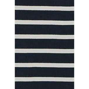 Vestido azul marino de rayas y cuello de polo con parche náutico