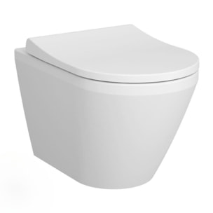 Pack WC Bati-support Geberit + WC Vitra Integra fixations invisibles + Abattant softclose + Plaque blanche (GebIntegraRimless-B)