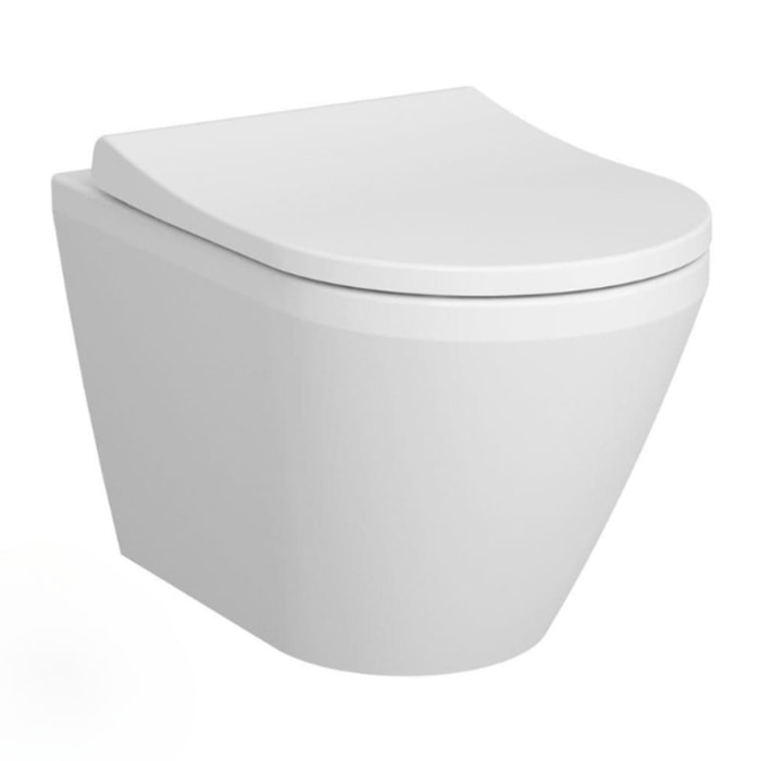 Pack WC Bati-support Geberit + WC Vitra Integra fixations invisibles + Abattant softclose + Plaque blanche (GebIntegraRimless-B)