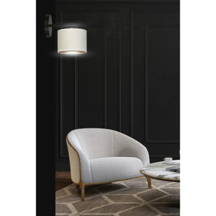 Applique Hilde in acciaio nero con paralume bianco