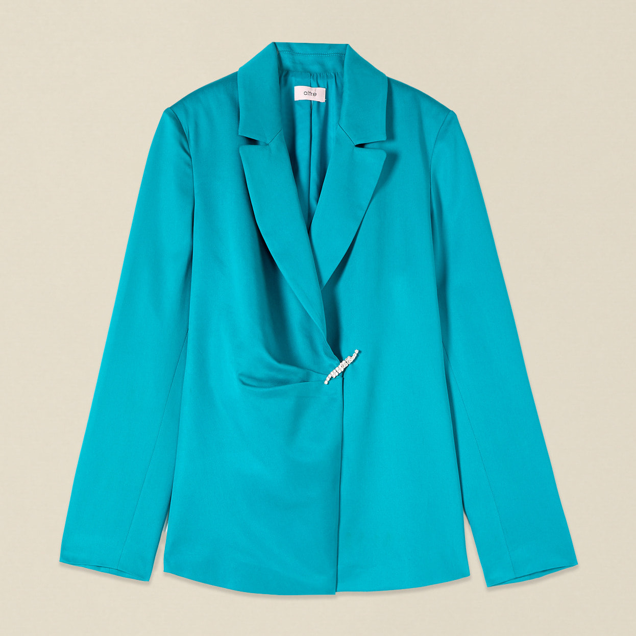 Oltre - Blazer in lyocell con spilla gioiello - Ottanio