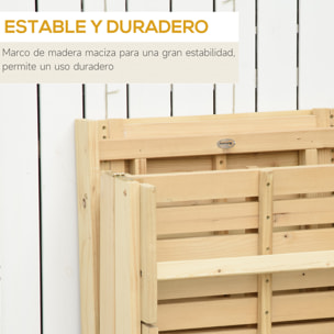 Tumbona de Madera Plegable con Respaldo Ajustable en 4 Posiciones 195x59x30cm