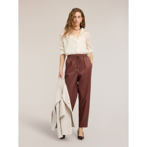 Motivi - Joggers in lyocell laminato - Marrone
