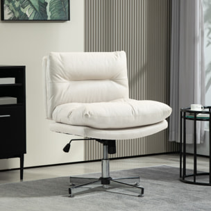 Silla de Escritorio sin Brazos Silla de Oficina con Altura Ajustable Función de Basculante Base Cruzada y Asiento Amplio Silla para Estudio Dormitorio Gris Claro