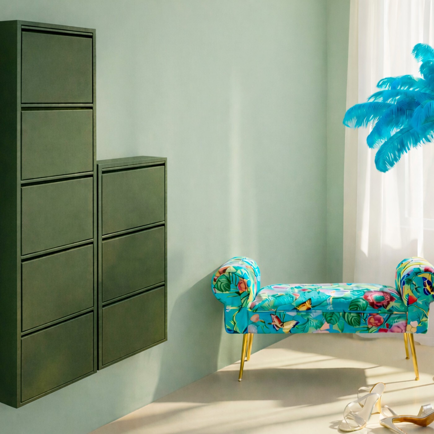 Casier à chaussures Caruso olive 3 tiroirs Kare Design