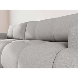 Yulin - Canapé d'angle gauche 4 places convertible avec coffre en tissu bouclette - Gris clair