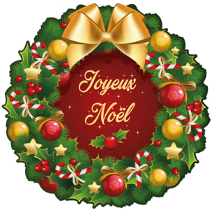 Sticker Noël la couronne Joyeux Noël - Autocollants stickers adhésifs noël - décoration fêtes
