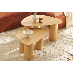 Tables basses gigognes design en bois clair (lot de 2) FOLEEN