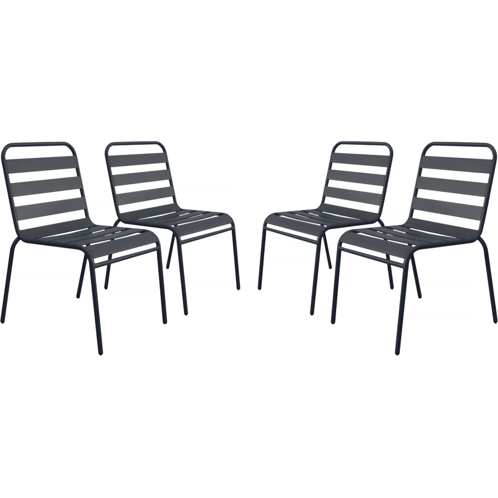 Lot de 4 chaises de jardin en métal empilables "Bilbao" - Gris