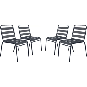 Lot de 4 chaises de jardin en métal empilables "Bilbao" - Gris