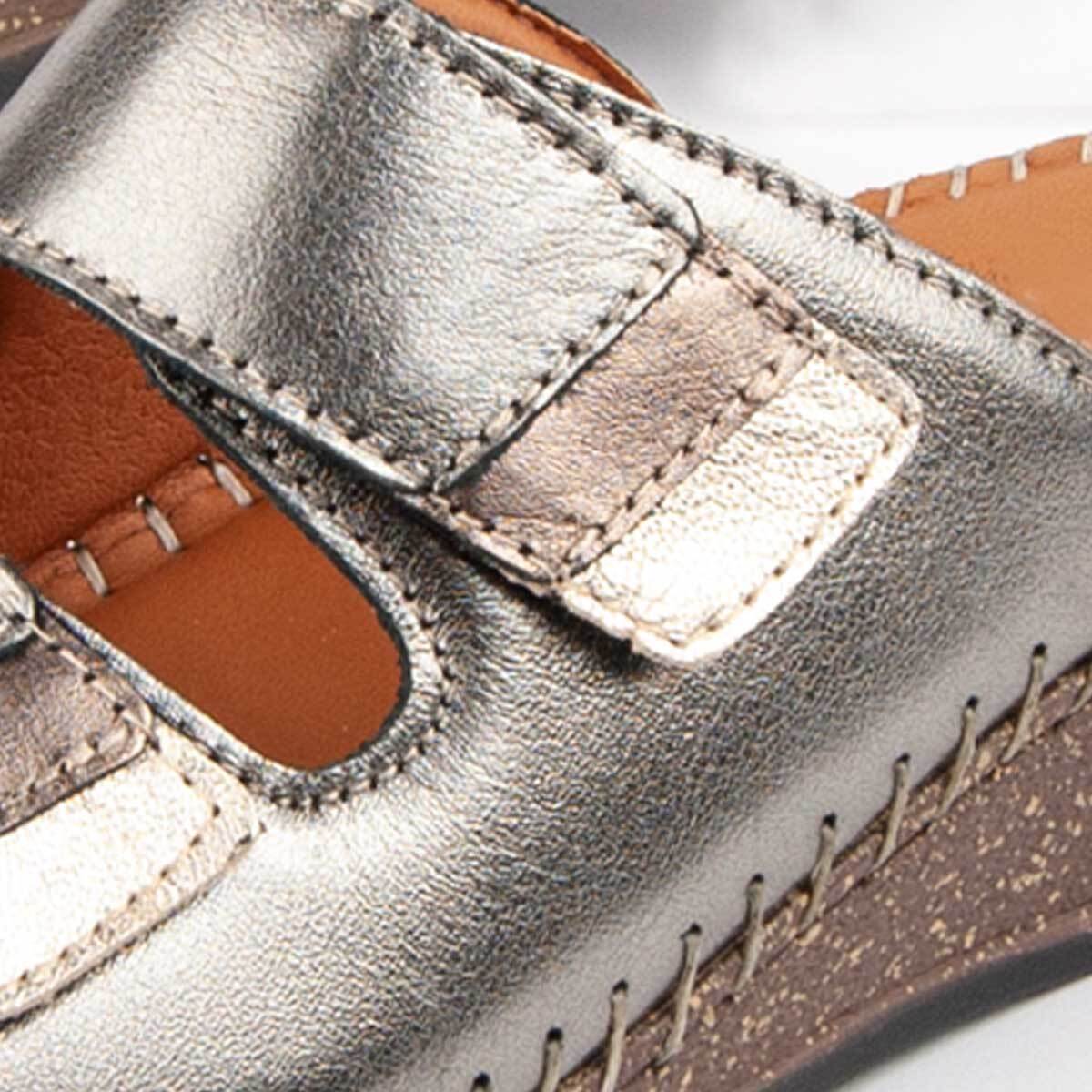 Sandalia De Cuña - Plateado - Altura: 4 Cm