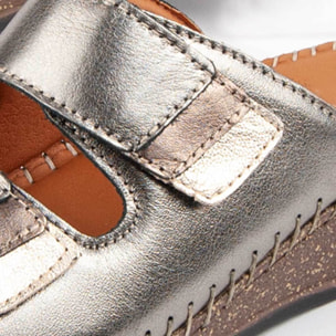 Sandalia De Cuña - Plateado - Altura: 4 Cm