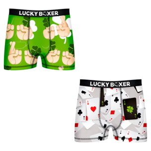 Pack 2 calzoncillos Lucky Boxer en color verde y gris para hombre