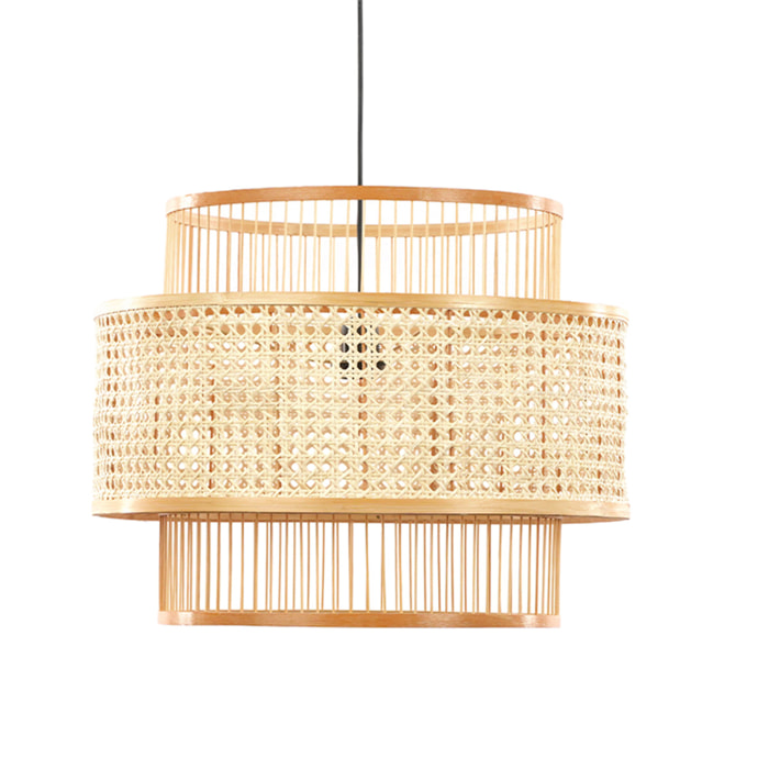 Suspension Bambou Naturel, 50x40 cm, Lumière Tamisée, Style Bohème