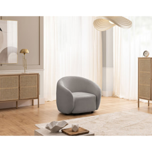 Flore - Fauteuil en tissu bouclette - Gris