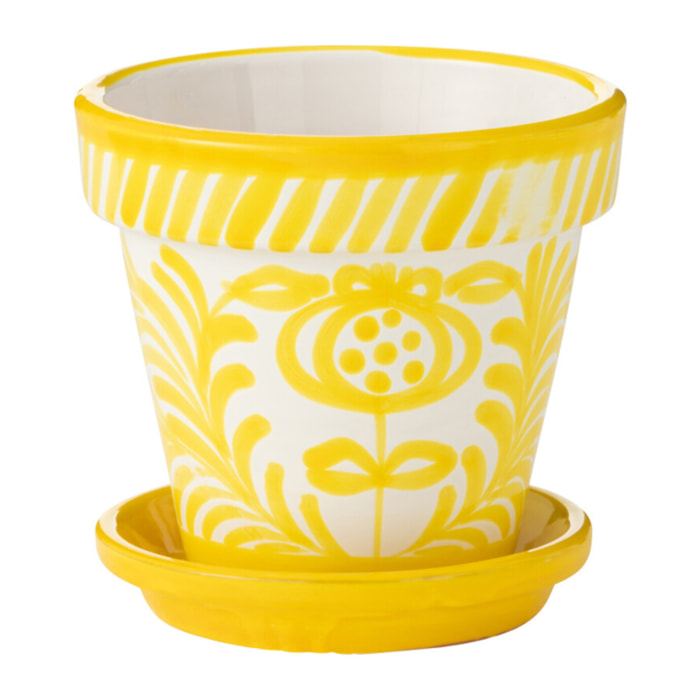 J-Line cache-pot Granada  Handmade + Painted - céramique - jaune - small - Ø 21 cm