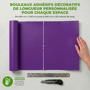 Rouleau adhésif décoratif Vinyle au Mètre - Violet - Sticker Lavable Imperméable Mur Cuisine Meubles