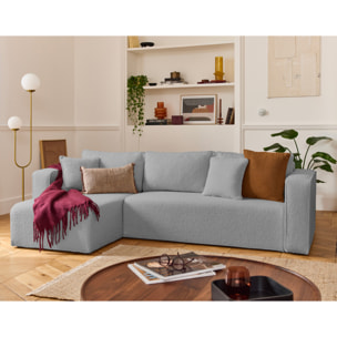 Housse en tissu bouclette pour canapé déhoussable Topaze - Gris clair