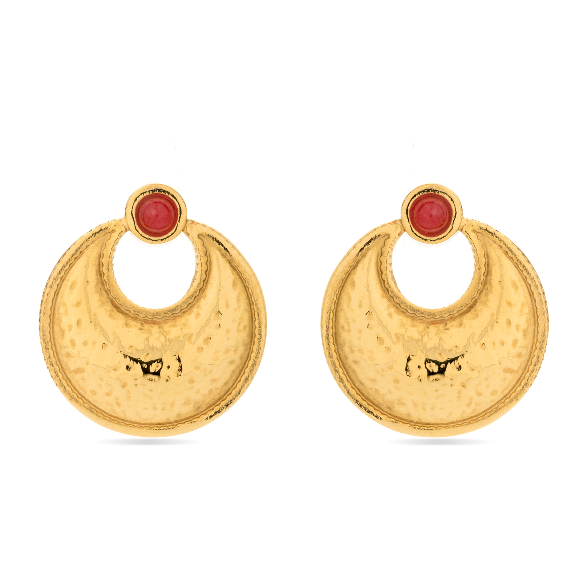 Pendientes de Coral acabados en oro amarillo de 18k