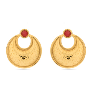 Pendientes de Coral acabados en oro amarillo de 18k