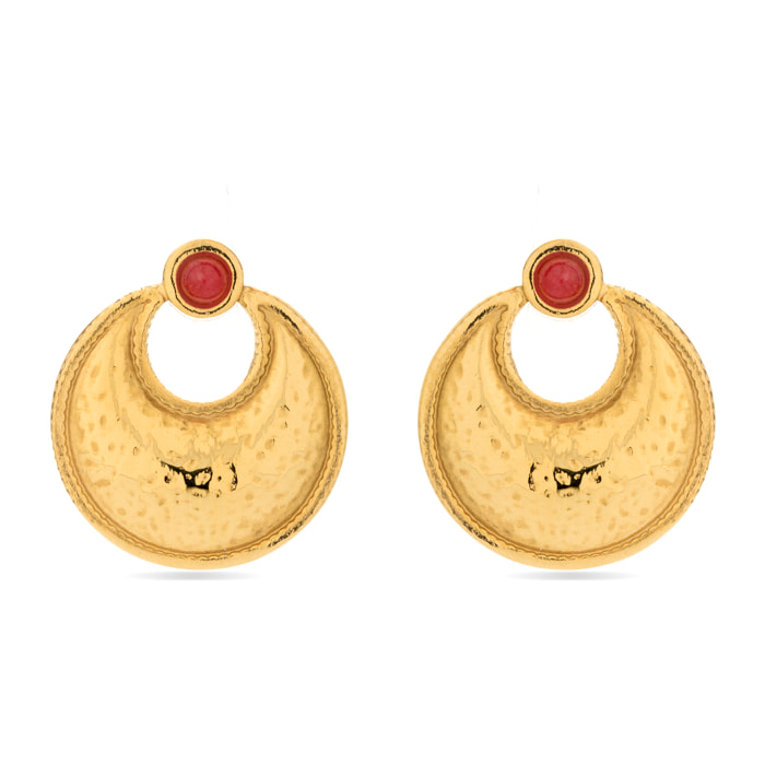 Pendientes de Coral acabados en oro amarillo de 18k