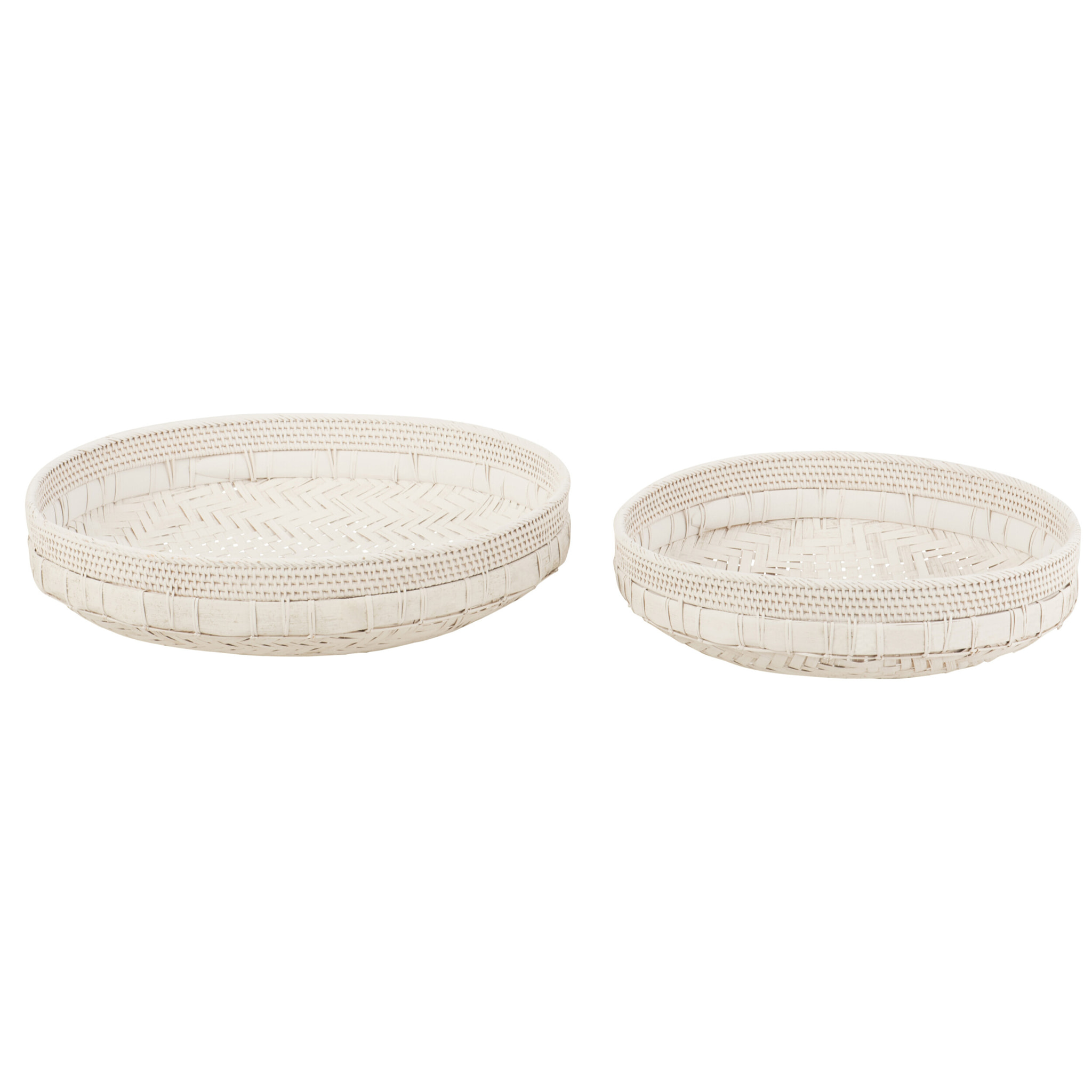 J-Line plat Rond - rotin - blanc - set de 2