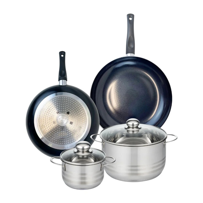 Ensemble de 2 Poêles de cuisson 28 et 32 cm et 2 faitouts 16 et 24 cm Elo Prima Brillant