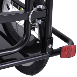 Remolque de Carga para Bicicleta Carro para Bicicleta Plegable con 2 Ruedas Reflectores Seguros Carga 40 kg 155x71,5x77 cm Negro