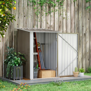 Abri de jardin - remise pour outils - cabanon porte verrouillable - dim. 1L x 1,03l x 1,6H m - tôle d'acier ondulée taupe