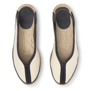 Alpargata plana Gio en algodón con ribete de cuero, tira elástica y mini cuña