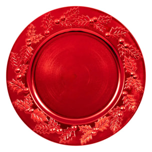Assiette de présentation D.33cm houx rouge