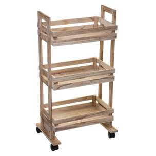 Desserte à roulettes 3 étages en bois cagette