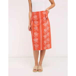 Falda Midi Naranja con Lazo - Gilia