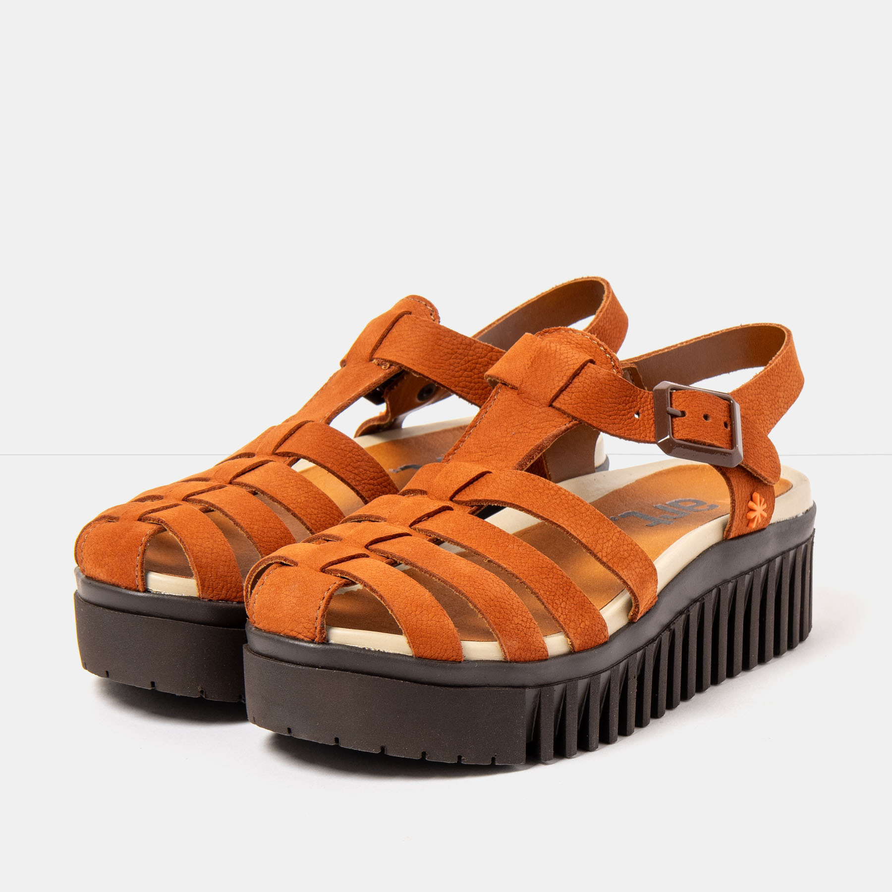 Sandalia de cuña 1575 NOBUCK D.ORANGE-BROWN/BRIGHTON color Dark orange-brown