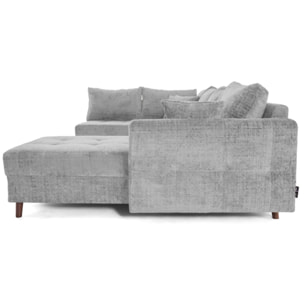Rune - canapé panoramique d'angle gauche 7 places en velours texturé - Gris