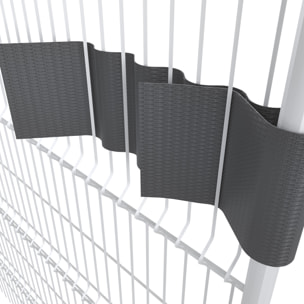 Schermo Privacy In PVC Per Recizioni A Doppia Sbarra Doppio Picchetto Rete Frangivista 650 g/m² 35 m x 19 cm Con Clip Fissaggio Grigio Scuro